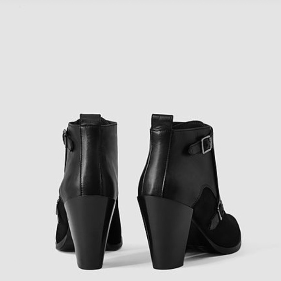 All Saints Black Leather Suede Charnock Ankle Boot - Picture 5 of 8